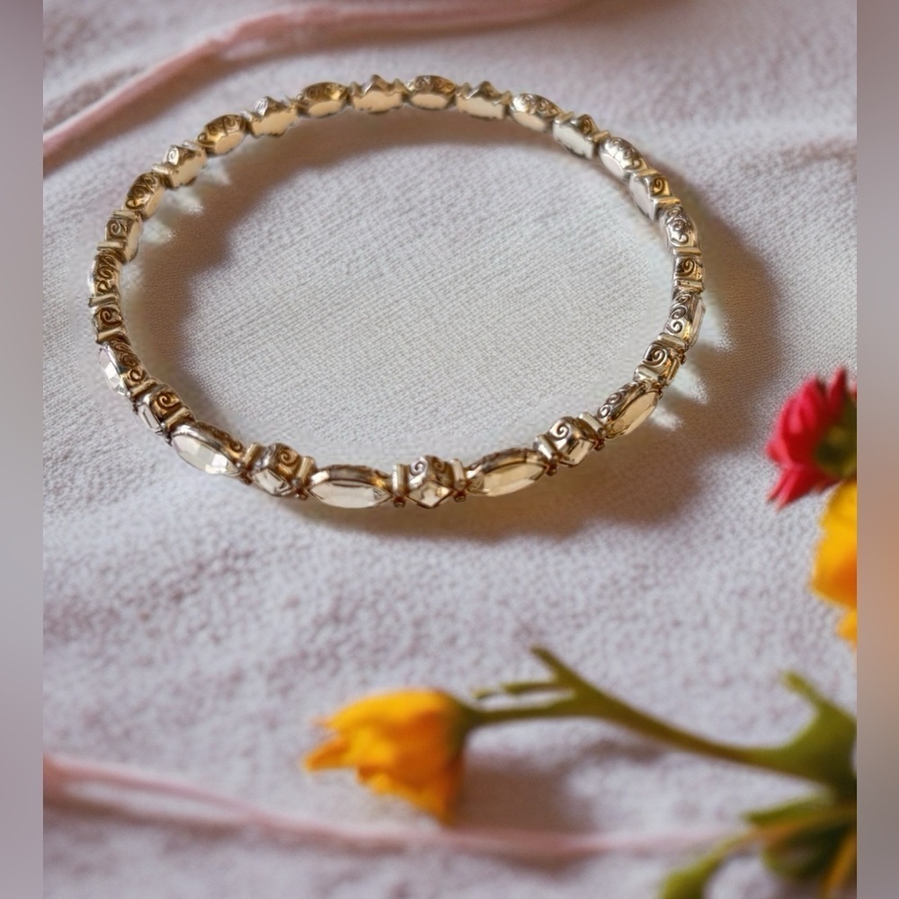 Brighton Silver Plated Clear Gemstones Bangle Bracelet Authentic